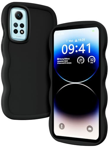 PanXCase Hülle für Xiaomi Redmi Note 12 Pro 4G / Note 11 Pro 4G/5G - Handyhülle Silikonhülle Süß Wellen-Rahmen Design, Slim Dünn Weiche Stoßfest Kratzfest Bumper Schutzhülle (Schwarz)