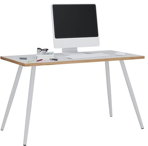 VCM Schreibtisch Computertisch Bürotisch Skandanivischer Retro Look Salia 110x50 cm Weiß/Weiß