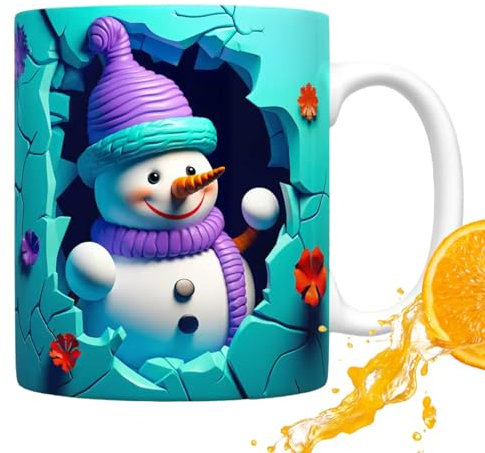 Uoqpty Taza de café de muñeco de nieve, tazas de Navidad | Taza de café divertida,Taza de beber navideña con diseño de muñeco de nieve, tazas de café únicas para bar restaurante, cerveza, té