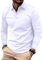 Long Sleeve Polo Shirts Mens Casual Button Tops Work Golf Shirt Solid White