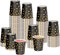 Riverhighfur Lot de 100 Gobelets en Papier de Fête Noir et Doré Jetables 250ml dorés pour Fête, Anniversaire, Mariage, Gobelets en Papier Biodégradables