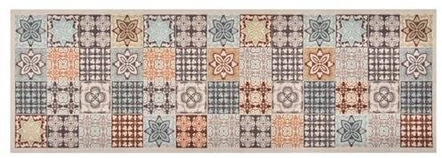 Cinyiqo Alfombra de Cocina Lavable Mosaico de Colores 60x300 cm, Alfombras Dormitorio, Alfombra Antideslizante, Alfombra Salon