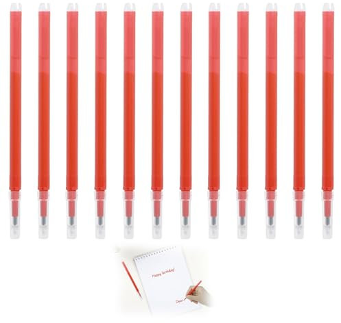 Packung mit 12 Nachfüllminen, rot, radierbar, 0,5 mm, kompatibel mit Pilotstiften, hochwertige Nachfüllminen für nachfüllbare Stifte, flüssiges Schreiben und schnelles Trocknen (Rot)