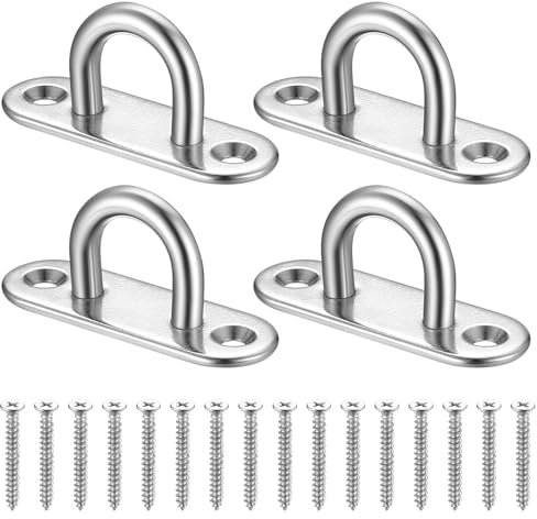 Zhujiehigh Eye Plates Heavy Duty Ceiling Hooks, 4 Pcs Swing Hangers Hooks 150KG Capacity, for Hanging Yoga Boxing Punch Bag Swing Chair Hammock Hanging Kit, Gym Wall Carabiner Suspension Hook