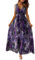 Yutdeng Abito Estivo Donna da Spiaggia Vestito Lungo Vestiti Estivi Casual Curvy Eleganti Scollo a V Senza Maniche Vestito Boho Fiore Stampato Maxi Lunga Sexy da Cerimonia,Viola,XXL