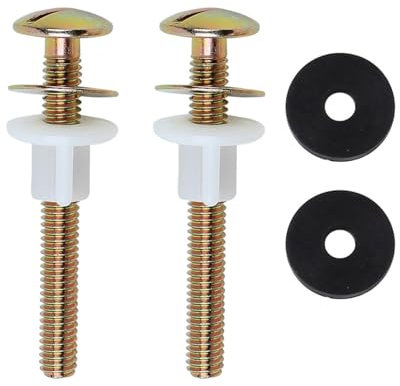 TPZORJX 2Pcs tornillos para asiento de inodoro, tornillos de repuesto para asiento de inodoro con tuercas de plástico y arandelas metálicas,Tornillo de Fijación de la Tapa del Inodoro, Accesorios