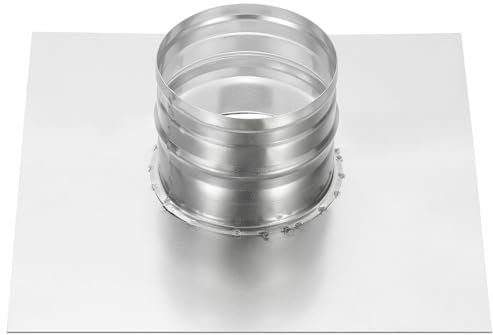 PATIKIL 4 / 95mm Duct Connector Flange, Dryer Vent Wall Plate Square to Round Straight Pipe Flange Chimney Top Plate for Air Heating Cooling Ventilation HVAC System, 250x250mm Base