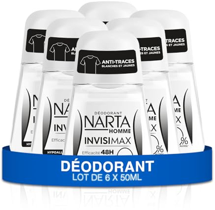 Narta - Invisimax Herren-Deodorant mit 48 Stunden Wirksamkeit, ohne Alkohol, hypoallergen, 6 x 50 ml