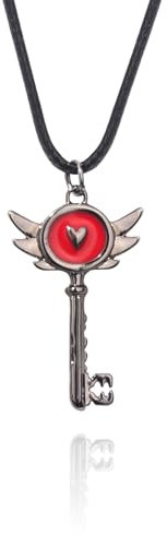 SXYNIO Hazbin Halskette Keekee Schlüssel Anhänger Schmuck Anime Fans Kostüm Zubehör Alastor Schwarz Leder Seil Halskette