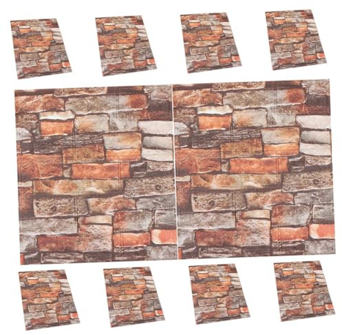 DOITOOL 10pièces Carreaux Décoratifs Imitation Brique Autocollants Muraux Pour Salon Chambre Cuisine Ou Bureau Facile à Installer
