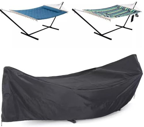 Wasserdicht Hängematte Abdeckung ,Abdeckplane für Hängematten für Outdoor Garten mit Aufbewahrungstasche, 210D Oxford Schutzhülle für Hängemattenständer mit Verstell(Size:370*140*93cm,Color:schwarz)