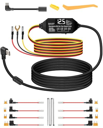 GELRHONR Dash Cam Hardwire Kit USB C,12V-24V zu 5V Dashcam Hardwire Kit,Typ C Acc Hard Wire Kit mit Niederspannungsschutz 11,5ft, 24H Parking Mode für Dashcam, GPS, Radardetektoren und mehr,Set
