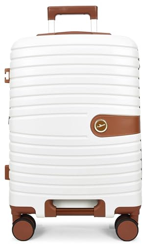 House Of Leather Hard Shell Four Wheel Suitcase Lightweight Luggage Digit Lock Travel Bags Dunedin (White, Cabin)