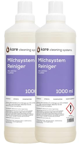 kare® Milchsystemreiniger 2x 1L - Profi Milchschäumer Reiniger für Kaffeevollautomaten - Entfernt Milchfett & Ablagerungen - Für Jura, DeLonghi, Siemens, WMF, Philips - Made in Germany