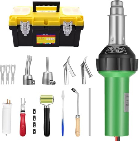 Yabumak Hot Air Plastic Welder 1600W Plastic Welding Roofing Kit 220V, Vinyl PVC TPO Welding Handheld Plastic Hot Air Heat Gun Welding Torch with Various Nozzles