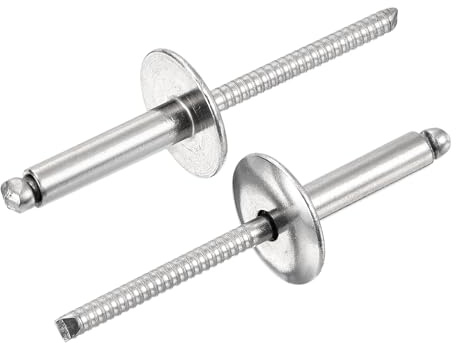 QUARKZMAN 25 Stück Blindnieten 3/16x3/4 304 Edelstahl Große Flansch Rundkopf Nieten Große Kappe Offenende Popnieten Für Bauwesen Automobilfertigung Luftfahrt Schiffbau (Silber)