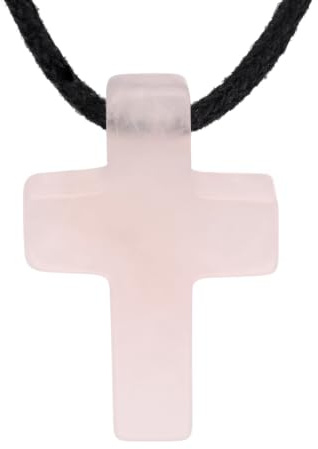 Lebensquelle Plus Kreuzanhänger | Kreuz gebohrt inkl. Baumwollband | 1,8 x 2,5 cm Anhänger + Edelsteinkarte