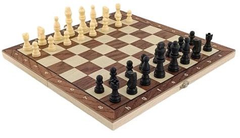 KIXZSAZ Portable Chess Checkers Backgammon Game Chess Board With Craftsmanship Folding Set For Adventure Lovers Adults And Kids Wooden Folding Board For Storage, Brown, L