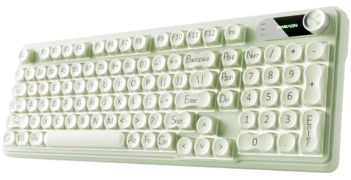 EWEADN Tastiere wireless V102, tastiera da gioco con schermo di visualizzazione e manopola multimediale, retroilluminazione RGB personalizzata, Tri-Mode BT5.0/2.4GHz/tastiera cremosa a membrana