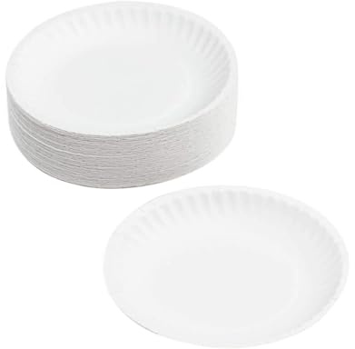 Veemoon Assiettes en Papier 7 Pouces Blanches 50 Pcs pour Peinture et Graffiti Garçon et Filles, Plateaux à Dessiner Diy, Matériel Artistique Polyvalent pour Fêtes et Activités Créatives