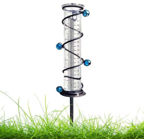 Pluviometro da Giardino,Pluviometro per Giardino,Decorazione da Giardino,Misuratore Pioggia Esterno,Pluviometro in Vetro con Scala Trasparente,per Misurare la Pioggia,per Giardino,Prato,Terrazza
