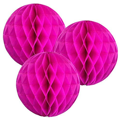 Wabenbälle aus Papier, 25 cm, 3 Stück, verschiedene Farben erhältlich (Hot Pink)