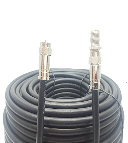 SSL RG6 Satellite Coaxial Cable Extension 25 Meter Black Fully Assembled RG6 Satellite Coax TV Lead Kit with Premium Fitted Compression F Connectors for Sky Q HD, Freesat and Virgin Media