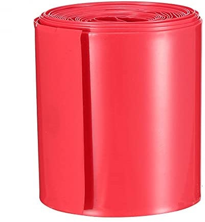 sourcing map 50mm Flat PVC Heat Shrink Tubing Battery Wrap 5m Length for 18650 Battery Red
