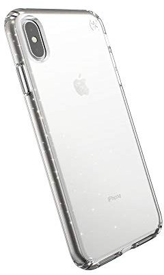 Speck iPhone XS Max Case, Clear Glitter Protective Ultra Thin Slim Hard Anti Scratch Presidio Cover Case - Clear/Gold Glitter