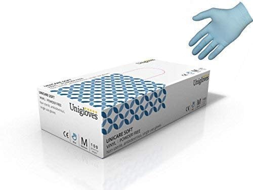 We Can Source It Ltd - Vinyl Powder Free Latex Free Disposable Gloves - Box of 1000 Blue, Large Size Disposable Examination Gloves