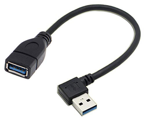 chenyang Cavo USB 3.0, USB 3.0 tipo A maschio a femmina 90 gradi angolato a sinistra, cavo dati 20 cm 5Gbps