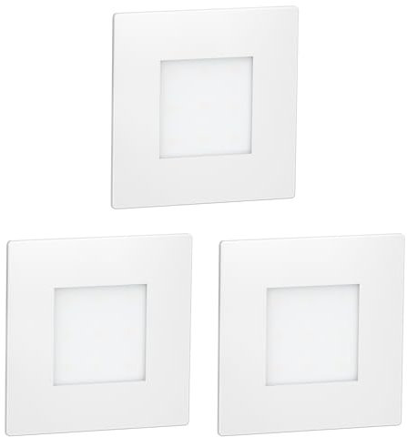 ledscom.de 3 Stück LED Treppenlicht/Wandeinbauleuchte FEX für innen und außen, eckig, 85 x 85mm, warmweiß