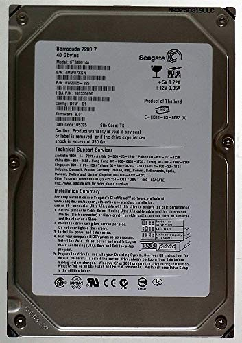 40GB HDD Seagate Barracuda 7200.7 ST340014A IDE ID12700 (Generalüberholt)