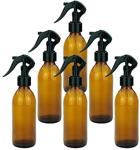 mikken 6 Sprühflaschen 200 ml Glas braun für z.B. Desinfektionsspray mit Etiketten