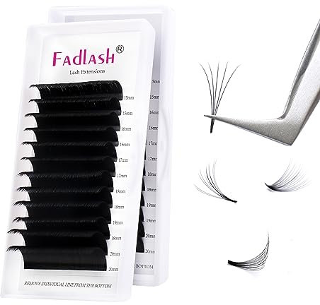 Fadlash Easy Fan Lashes DD Curl 0.07 15-20mm Mixed Length Russian Lashes Natural Look Self Fanning Eye Lashes Automatic Blooming Russian Eyelashes Extensions(0.07-DD-1520)