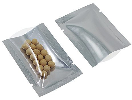 WACCOMT Pack 200 Stück Mylar Foil Open Top Vakuum Versiegelbare Beutel Lebensmittel Verpackung Aluminiumfolien Tüten mit Tear Notch Kleine Probenverpackung 5x7cm(1.9x2.7 zoll)