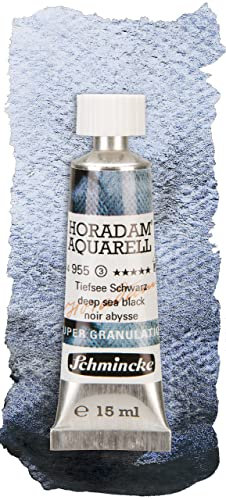 Schmincke – HORADAM® AQUARELL, Super Granulation, Tiefsee Schwarz, 15 ml, sehr stark granulierende Farbtöne, feinste, supergranulierende Aquarellfarben