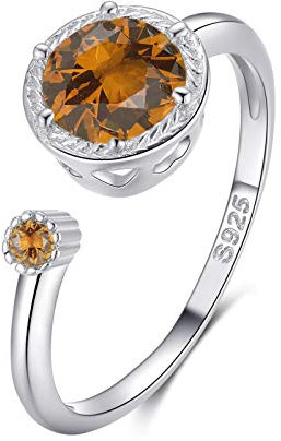 Qings Kleiner Gelber Topas-Geburtsstein Ring,Verstellbarer Geburtsstein Ringe für November