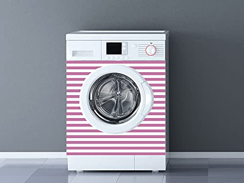 Oedim Vinilo Lavadora Rayas Color Rosa, vinilo decorativo para lavadora, decoración para cocinas, pegativa lavadora