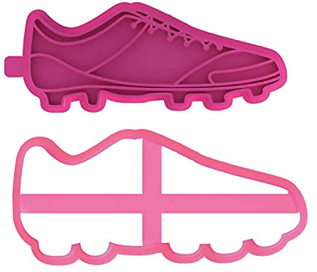 LissieLou Ausstechform und Stempel Fußballschuh zum Vatertag Zuckerguss Stempel Fondant Embosser - hellrosa