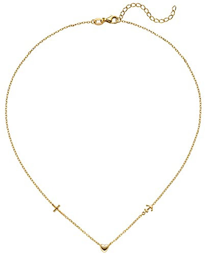 Jobo Damen-Halskette Glaube Liebe Hoffnung aus 925 Sterling Silber vergoldet 43 cm