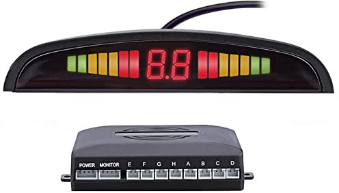 Auto Rückfahrwarner Einparkhilfe, Asudaro 8 Sensoren Auto-Rückfahr-Backup-Radar-System Parksensor Universal-Auto-Fahrzeug-Parksensoren Sensoren Rückwärts-Radar mit Summeralarm,Schwarz