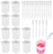 10 Piezas Tazas Medidoras de Silicona, Vasos Medidores de Graduado para Manualidades, Moldes de Resina Epoxi Cocina, con 20 Pipetas