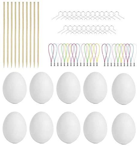 Hoshisea 25 Stücke Ostereier, Ostereier Kunststoff, Plastikeier Kunststoff, Weiße Ostereier zum Bemalen, Dekorationen für die Osterjagd, Wohnzimmer, Garten, Baumschmuck zum Aufhängen