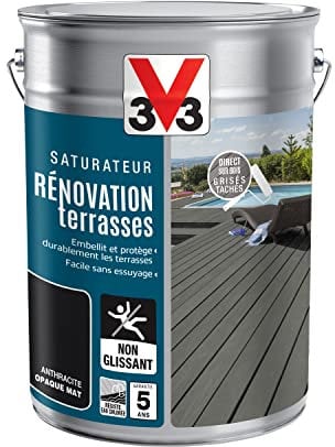 V33 Saturateur Rénovation terrasses et bardages, Anthracite 5L