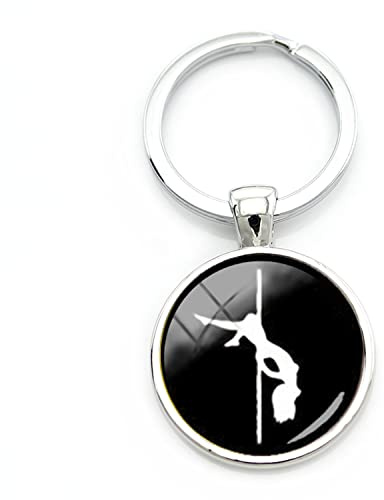 Fashion Dance Silhouette Bijoux Pole Dance Photo Porte-clés Charmant Pole Dancing Girl Profil Art Keychain, marron, 25