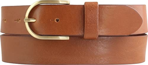 BELTINGER Damen-Gürtel aus Vollrindleder 3,5 cm | Jeans- und Chino-Gürtel 35mm Mit Runder, Goldener Schließe