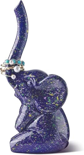 Titanape Lila Elefanten Ringhalter Schmuckständer, Keramik Elefant Schmuckhalter, Geburtstagsgeschenk Weihnachtsgeschenke Hochzeitsgeschenke für Frauen Freundin