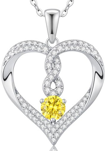 LOUISA SECRET Halskette Damen Silber 925 Zirkonia Geburtsstein Kette Schmuck Damen Geburtstags Geschenk für Sie Frau Freundin Mama Valentinstag Weihnachten Muttertags