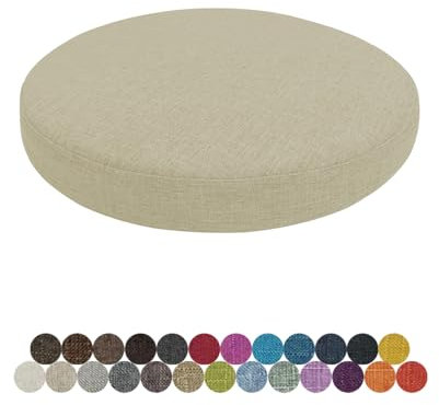 Lsjoaw Rund Sitzkissen Stuhlkissen 30 X 30 X 3CM(1 Pieces) Leinen Sitzpolster Abnehmbares Memory Schaum Runde Sitzauflage für Stuhl Bank Hocker Haus Küche Esszimmer Garten Büro,Khaki